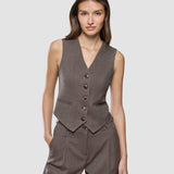 Dámska krátka vesta Serene Burnt Sugar Herringbone