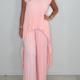 Sherry™ Midi Plissé Šaty & Wide Leg Nohavicový Set