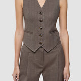 Dámska krátka vesta Serene Burnt Sugar Herringbone