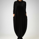 Françoise™ - Mäkké šaty s vysokým golierom a vreckami – Pohodlná elegancia