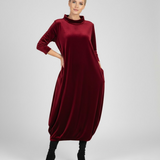 Françoise™ - Mäkké šaty s vysokým golierom a vreckami – Pohodlná elegancia