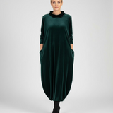 Françoise™ - Mäkké šaty s vysokým golierom a vreckami – Pohodlná elegancia